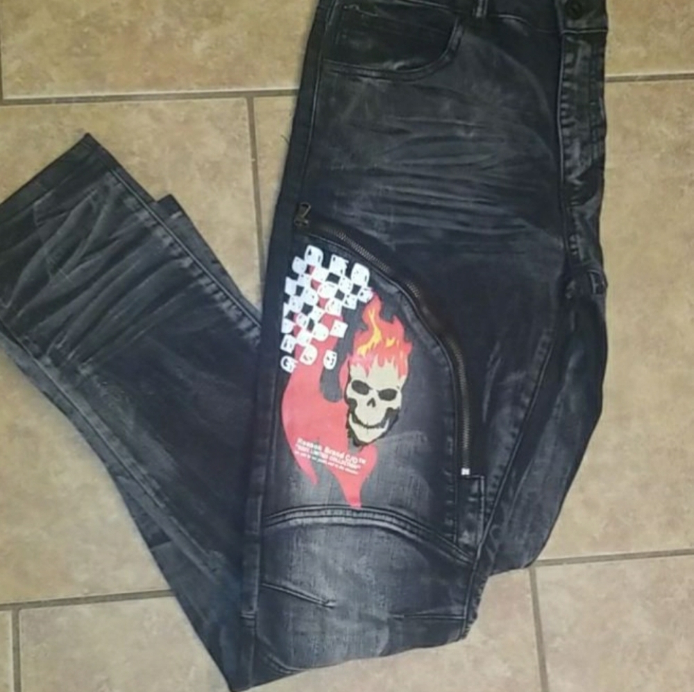 💀Summon Skull Denim Flame Jean's 34w - Picture 12 of 13